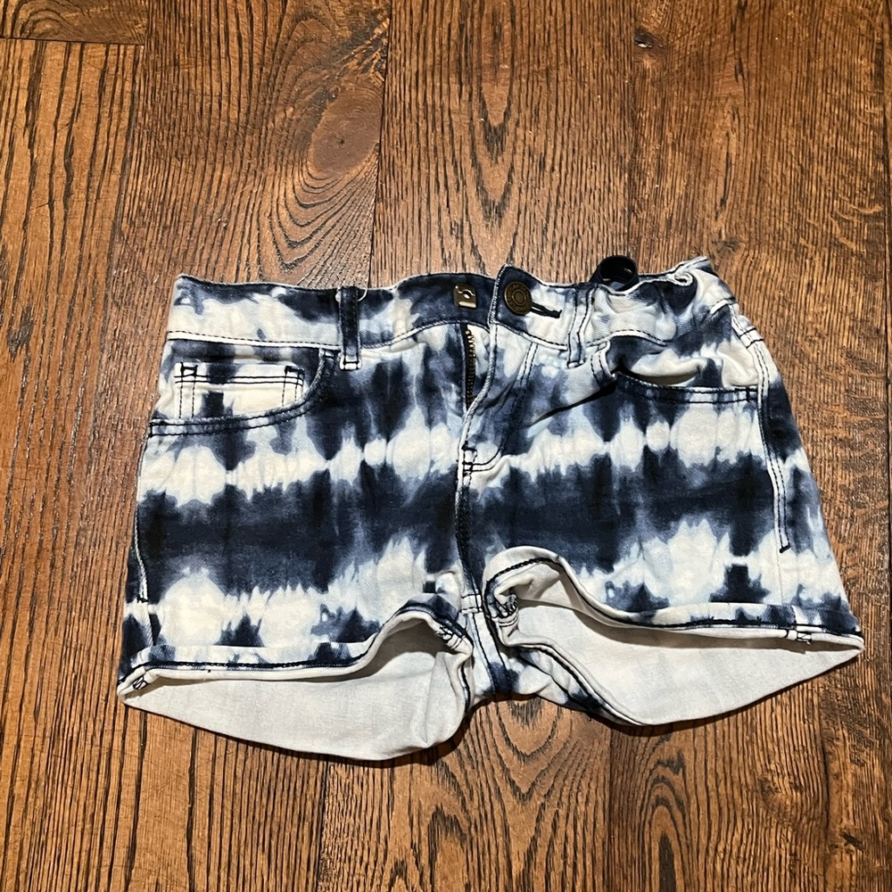 Blue and white jean shorts